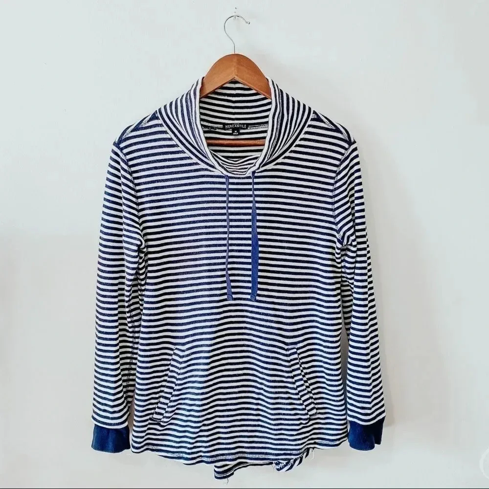 J. Crew Mercantile Striped Funnel Neck Sweatshirt